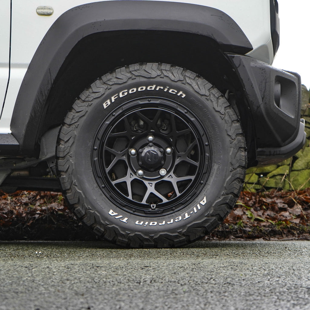 Concave spoke style 16 inch Magpie M-01 Wheels fitted with tyres on a Suzuki Jimny (2018+) 16×6.0J-5 Street Track Life