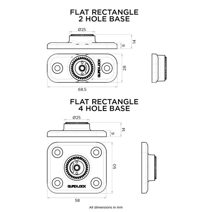 Quad Lock 360 Base - Flat Rectangle Base